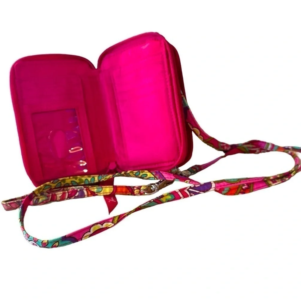 Vera Bradley All In One Colorful Crossbody Wristlet Strap Double Zipper Wallet